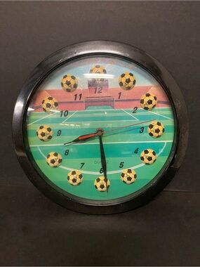 Black Soccer Field Wall Clock - Quartz